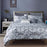 Sapphire Home Luxury 7 Piece Full/Queen Comforter Set with Shams and Cushions, Damask Print Blue Gray, Bed Cover Bed in a Bag, (21830, Queen)