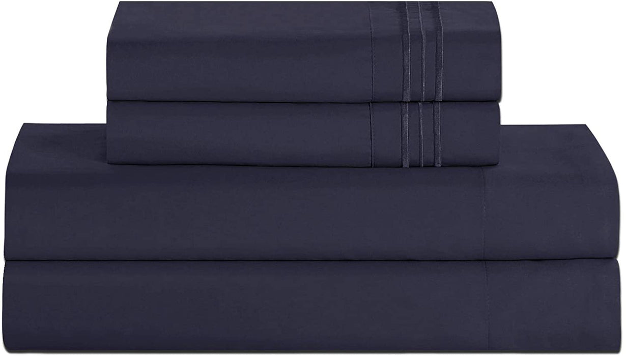 Sapphire Home Bed Sheet Set - Comfy Sheets - Hypoallergenic Bedsheets for Sleeping - Microfiber Bedding - Deep Pocket, Soft - Cotton-Like Bedsheet - 4 Piece Set with Fitted Sheet