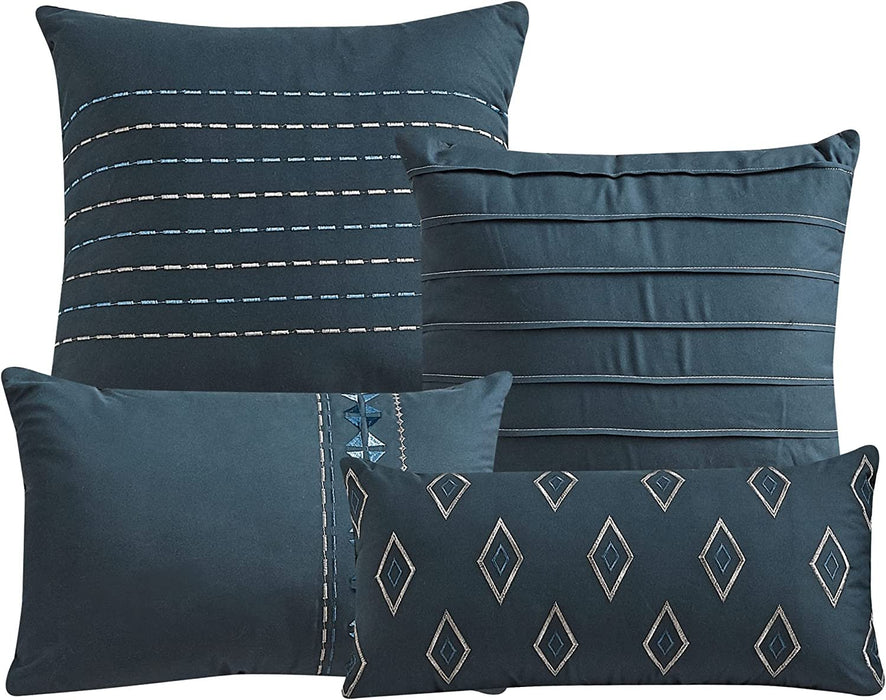 Sapphire Home 7 Piece Full/Queen Luxury Comforter Set w/Shams Cushions, Modern Bright Elegant Designs,BedCover Bed in Bag(22306, Gemini, F/QN)