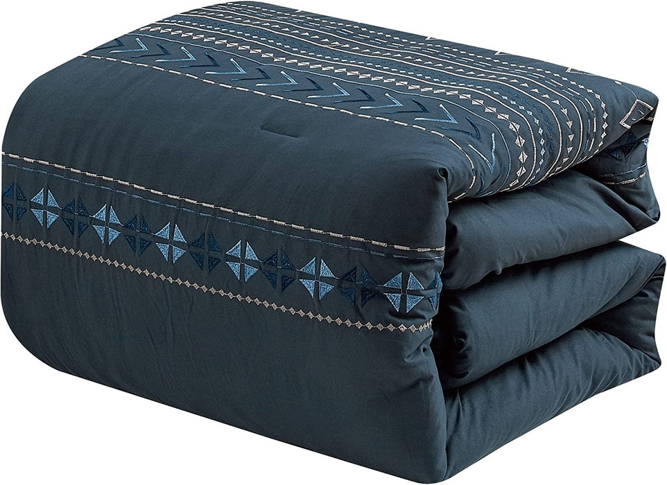 Sapphire Home 7 Piece Full/Queen Luxury Comforter Set w/Shams Cushions, Modern Bright Elegant Designs,BedCover Bed in Bag(22306, Gemini, F/QN)