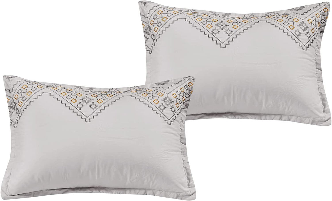 Sapphire Home 7 Piece Full/Queen Luxury Comforter Set w/Shams Cushions, Modern Bright Elegant Designs,BedCover Bed in Bag(22235V, BRONA, F/QN)