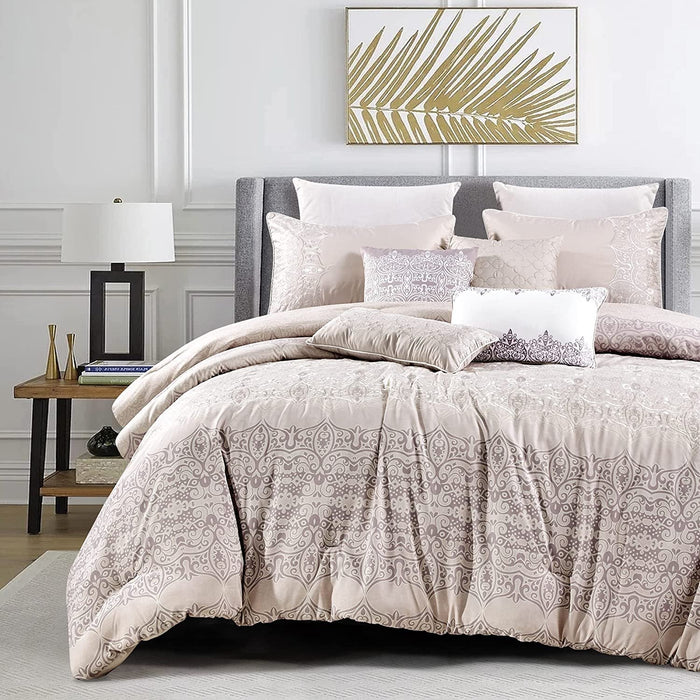 Sapphire Home 7 Piece Full/Queen Luxury Comforter Set w/Shams Cushions, Modern Bright Elegant Designs,BedCover Bed in Bag(22282V, JORGINA, F/QN)