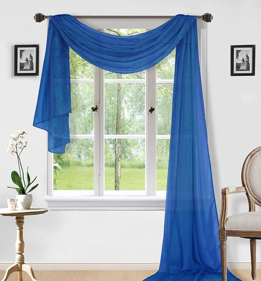 Sapphire Home 1pc Window Sheer Voile Scarf Valance, Decorative Sheer Valance for Window Home Decor, Solid Color, Valance