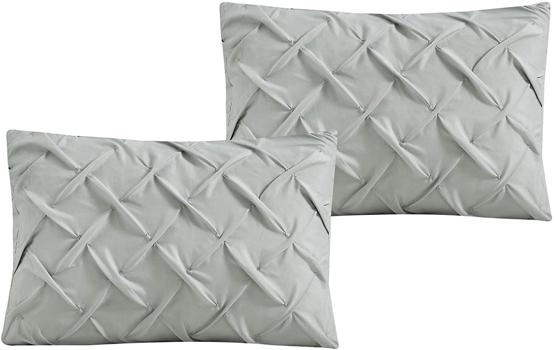 Sapphire Home Luxury 7 Piece Full/Queen/King Comforter Set with Shams Cushions, Unique Pinch Pleat Pintuck Style, All Season Comforter, Bed Cover Bed in a Bag