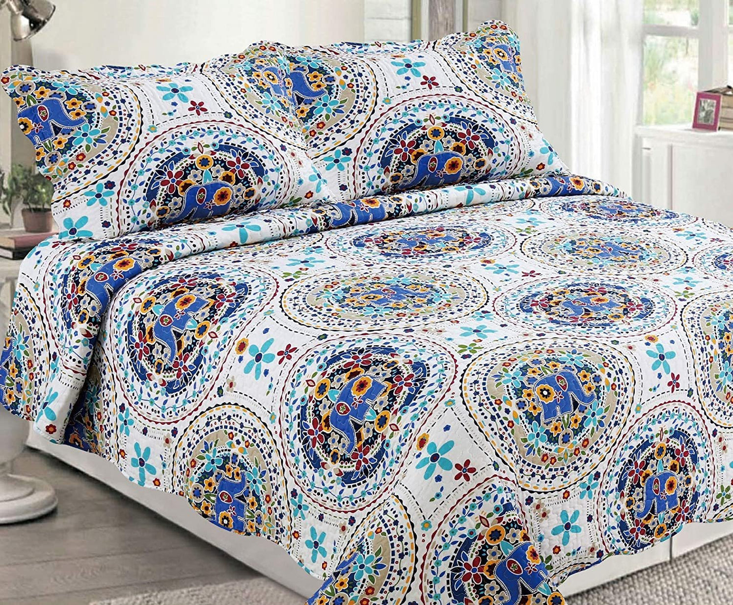 Sapphire Home 3 Piece King Size Bedspread Coverlet Quilt Bedding Set w