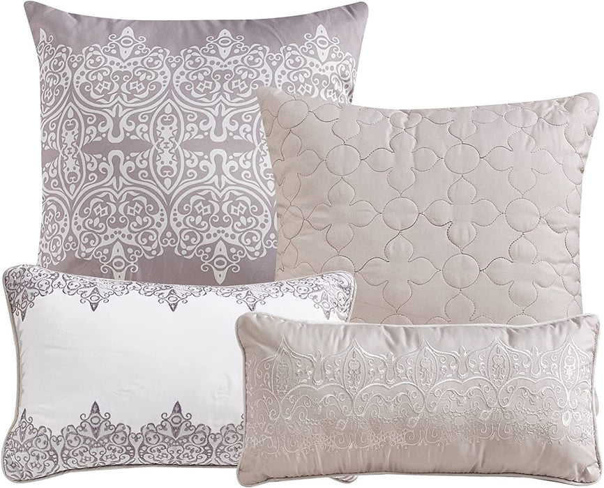 Sapphire Home 7 Piece Full/Queen Luxury Comforter Set w/Shams Cushions, Modern Bright Elegant Designs,BedCover Bed in Bag(22282V, JORGINA, F/QN)