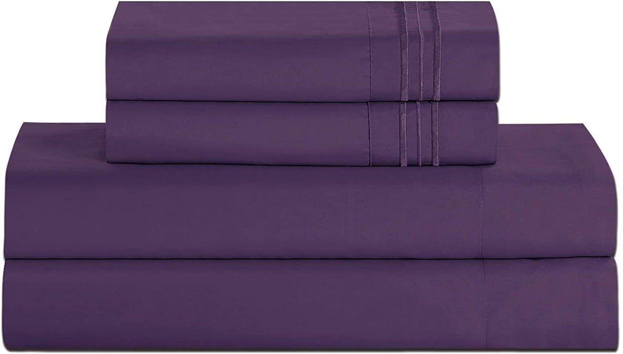 Sapphire Home Bed Sheet Set - Comfy Sheets - Hypoallergenic Bedsheets for Sleeping - Microfiber Bedding - Deep Pocket, Soft - Cotton-Like Bedsheet - 4 Piece Set with Fitted Sheet