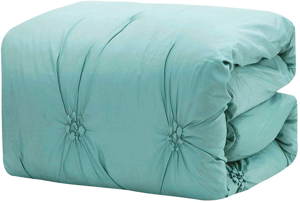 Sapphire Home Luxury 7 Piece Full/Queen/King Comforter Set with Shams Cushions, Unique Pinch Pleat Pintuck Style, All Season Comforter, Bed Cover Bed in a Bag