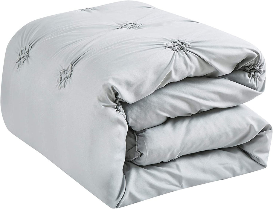 Sapphire Home Luxury 7 Piece Full/Queen/King Comforter Set with Shams Cushions, Unique Pinch Pleat Pintuck Style, All Season Comforter, Bed Cover Bed in a Bag