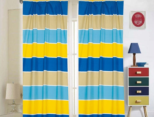 Sapphire Home 2 Panel Curtain Set, Vibrant Multi-Color Stripes Print Multicolor Boys Kids Girls Teen Room DÃ©cor, (Curtain, Multi-Color)