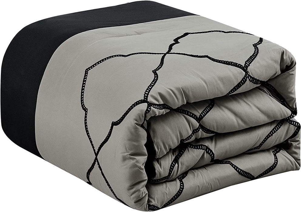 Sapphire Home 7 Piece King/Cal-King Luxury Comforter Set w/Shams Cushions, Modern Bright Elegant Designs,BedCover Bed in Bag(22281V, HEBE,K.Calk)