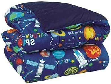 3pc Twin Size Kids Boys Teens Comforter Set w/Sham & Decorative Toy Pillow, Cars Trucks Police Plane Print Blue Green Boys Kids Comforter Bedding Set, Twin Comforter 3pc Cars