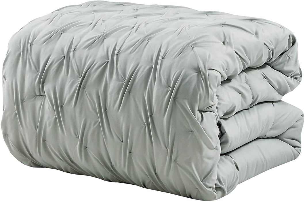 Sapphire Home Luxury 7 Piece Full/Queen/King Comforter Set with Shams Cushions, Unique Pinch Pleat Pintuck Style, All Season Comforter, Bed Cover Bed in a Bag