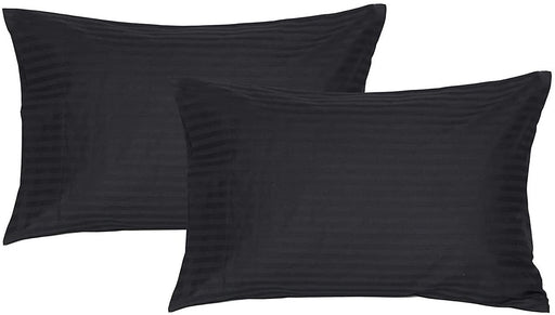 300 Thread Count Standard Queen Black Pillow Cases Pair Set of 2, 100% Egyptian Cotton Long Staple Yarns, Sateen Weave, Durable & Soft, 20" x 30" Queen Size, 300TC Standard Pillow Cases Stripe Black