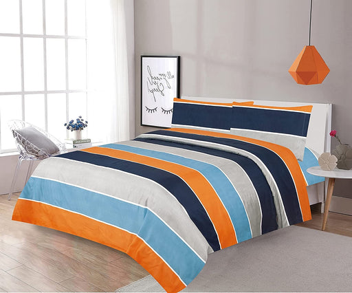 Sapphire Home Three (3) Piece Twin/Full Size Print Sheet Set with Fitted, Flat and Pillow Case, Stripe Design Print Multicolor Boys Kids Girls Unisex Teens Bedding Sheets