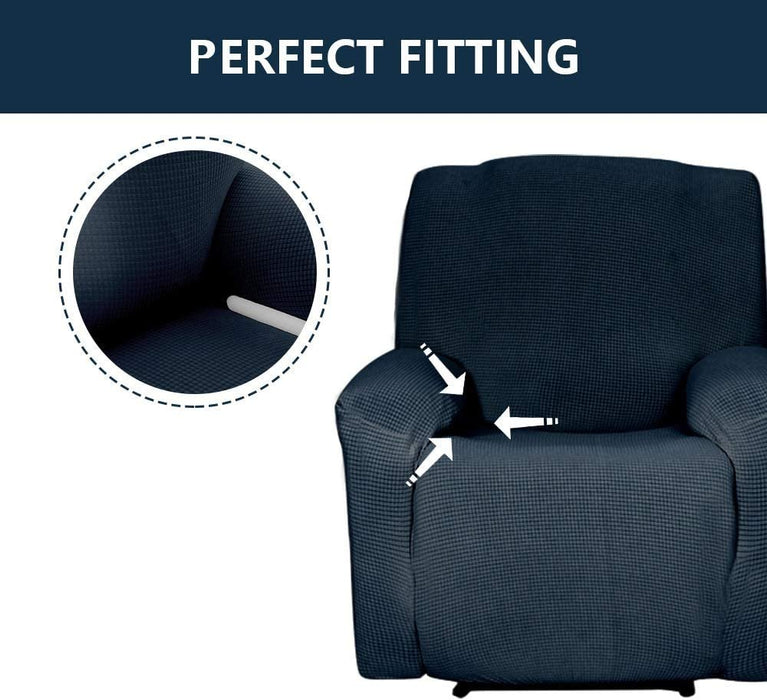 Sapphire Home Recliner Chair SlipCover Shield, Form-fit Stretch, Wrinkle Free, Protector Cover, Remote Pocket, Polyester Spandex Fabric, Checked Pattern Non-Slip, Recliner Black